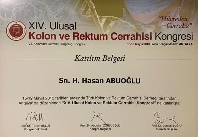 XIV. Ulusal Kolon ve Rektum Cerrahisi Kongresi, 2013